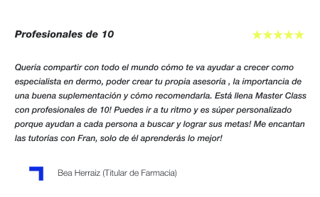 Testimonio Dermocosmética y Suplementación