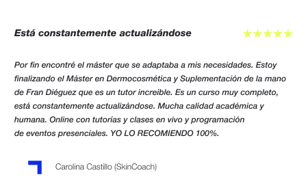 Testimonio Dermocosmética y Suplementación