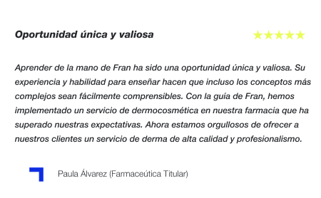 Testimonio Dermocosmética y Suplementación